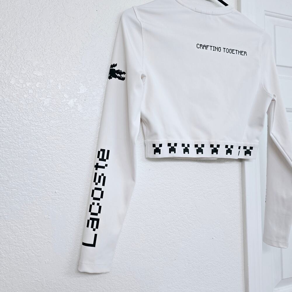 Lacoste x Minecraft White Cropped T-Shirt Size S 38 Gamer Streetwear Collab - Picture 6 of 10